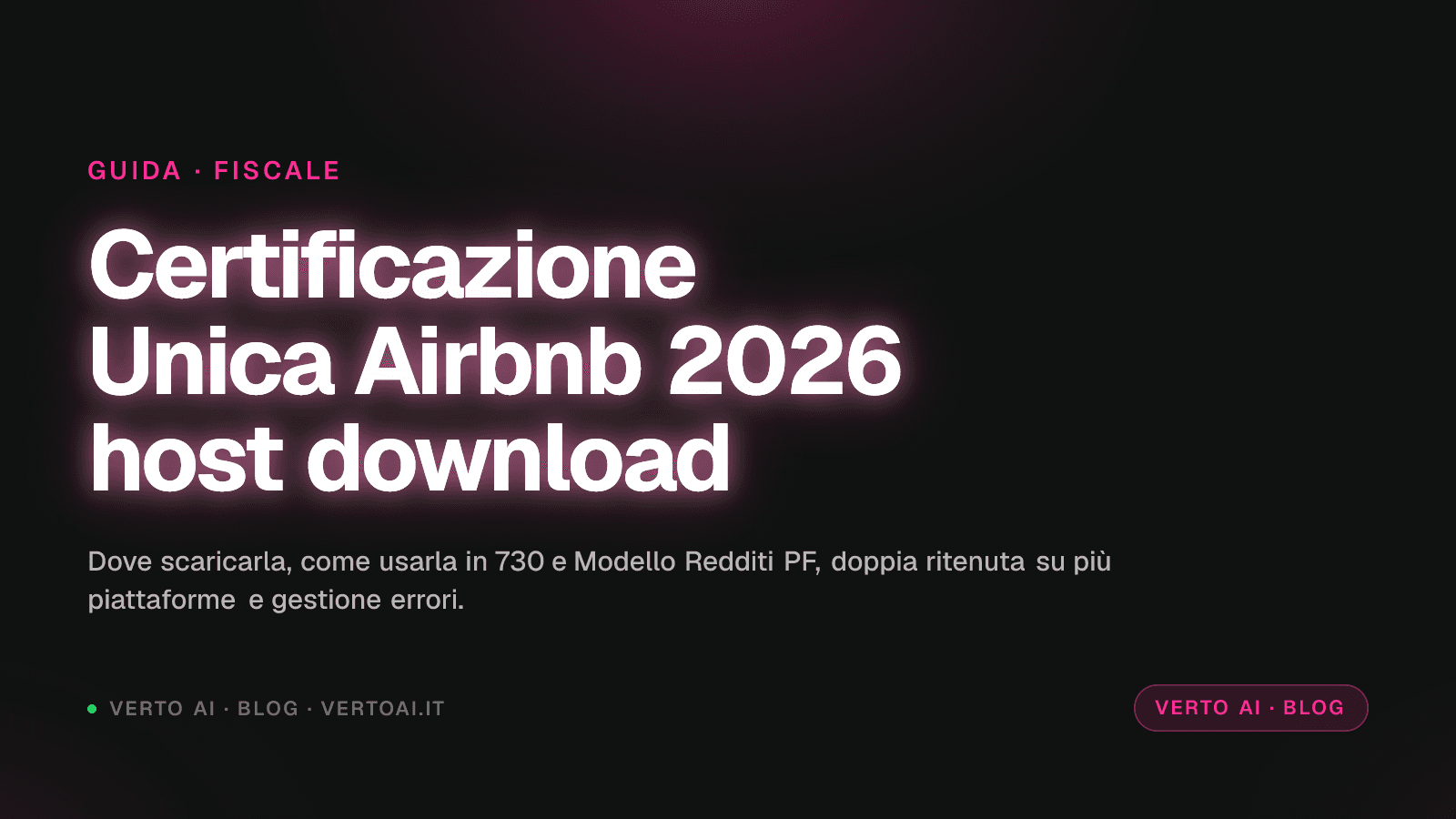 Certificazione Unica Airbnb 2026 host download dichiarazione