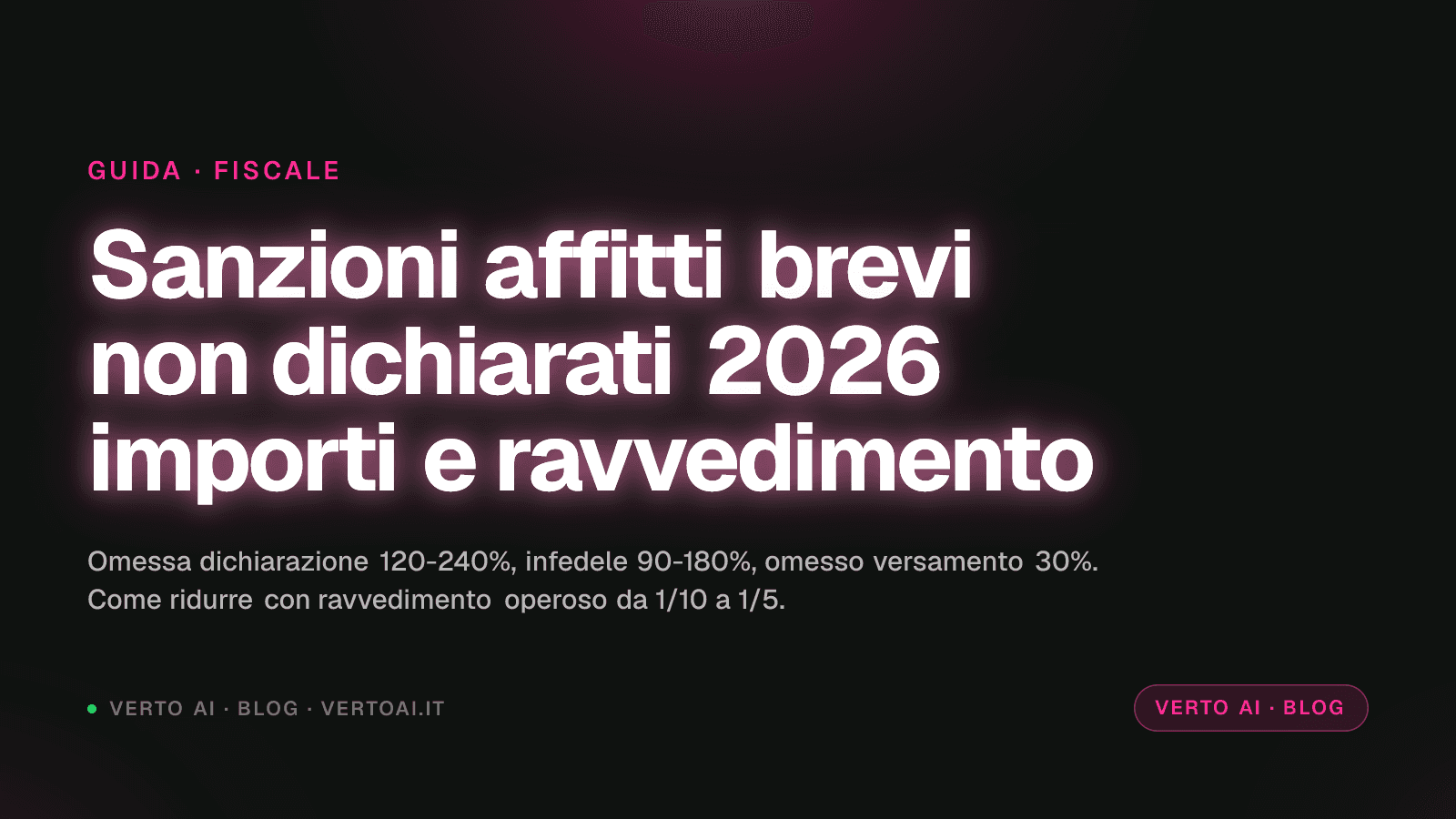 Sanzioni affitti brevi non dichiarati 2026: schema importi e ravvedimento operoso