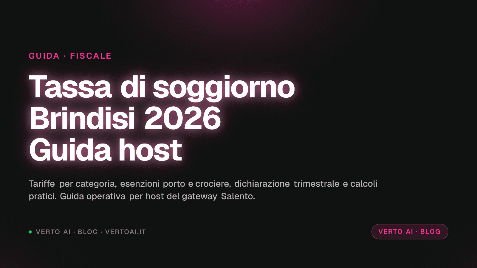 Tassa di soggiorno Brindisi 2026 guida host affitti brevi Salento