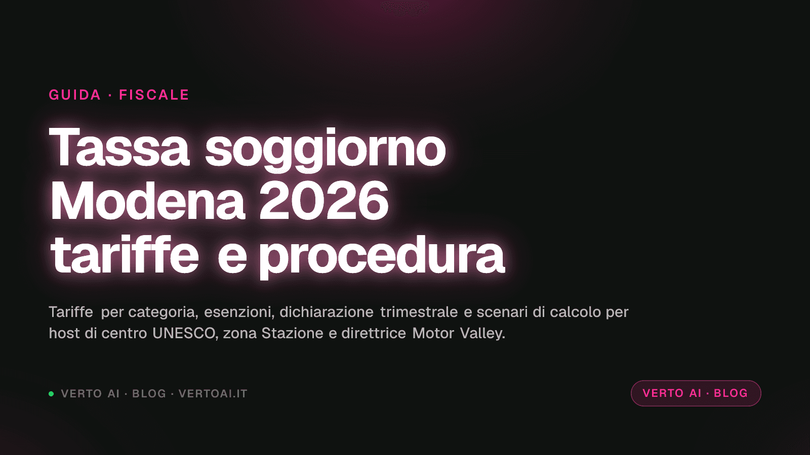 Tassa di soggiorno Modena 2026 tariffe ufficiali e procedura host Motor Valley