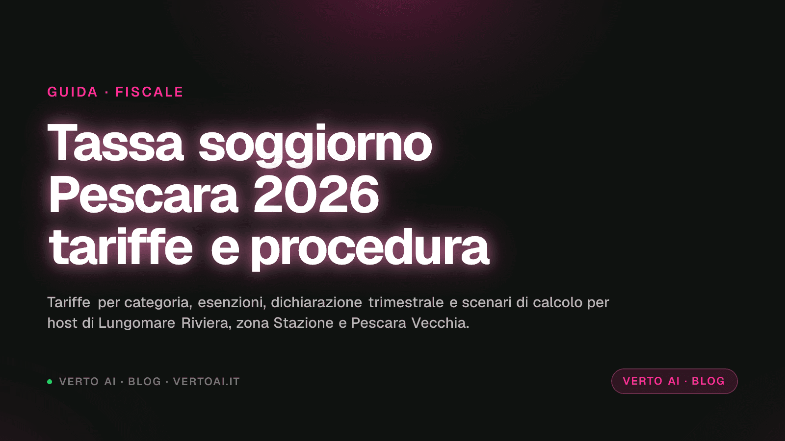 Tassa di soggiorno Pescara 2026 tariffe ufficiali e procedura host costa adriatica