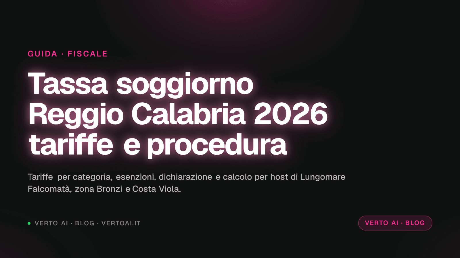 Tassa di soggiorno Reggio Calabria 2026 tariffe ufficiali e procedura host