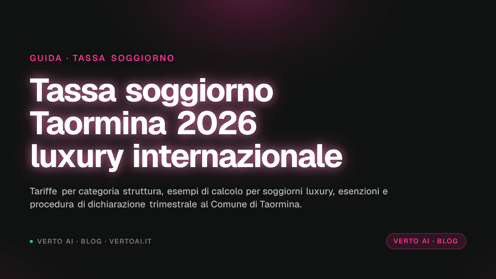 Tassa di soggiorno Taormina 2026 tariffe e calcolo luxury