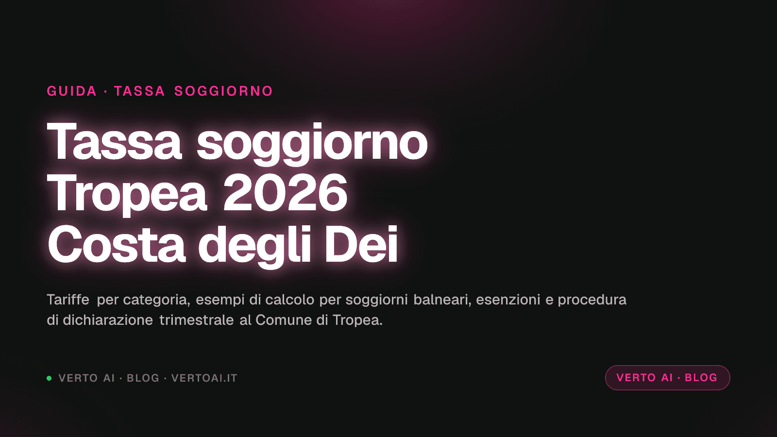 Tassa di soggiorno Tropea 2026 tariffe Costa degli Dei